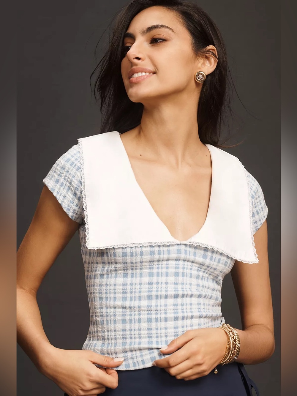 NWT Maeve Short-Sleeve V-Neck Top, Size M - Picture 2 of 9